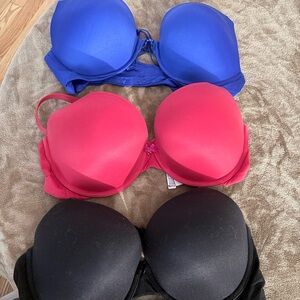 Elegant Women's Victoria Secret Bra Bundle Blue, Red, Black 38D